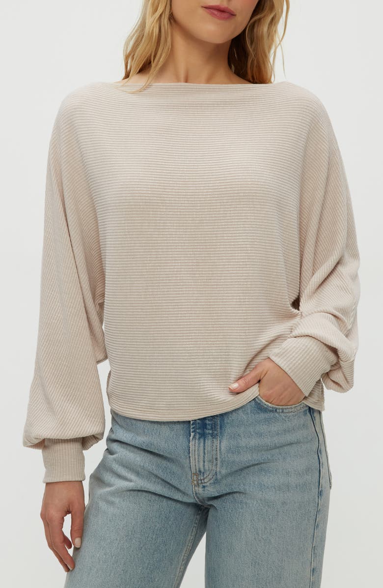 Michael Stars Roxy Rib Balloon Sleeve Knit Top, Alternate, color, Cement