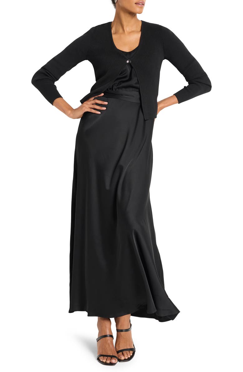 NIC+ZOE Cool Nights Rib Cardigan, Alternate, color, Black Onyx