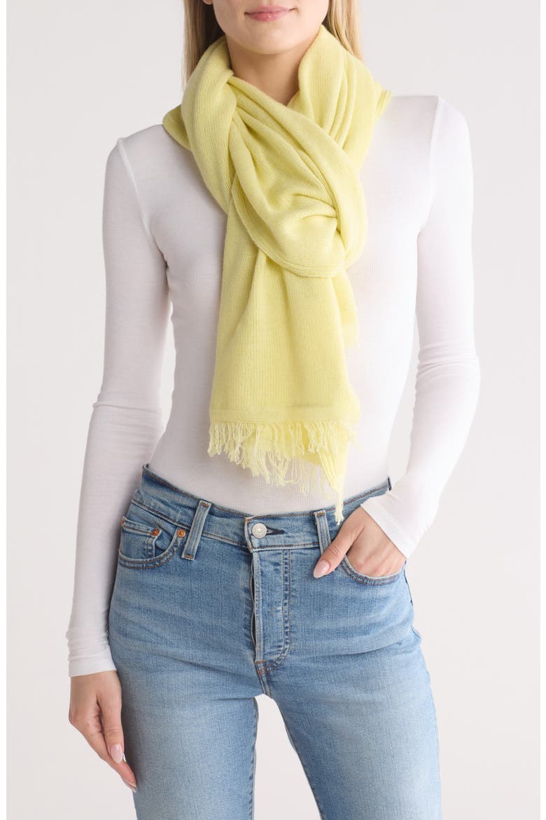 Merino Wool Blend Eyelash Fringe Wrap Scarf, Main, color, LEMON
