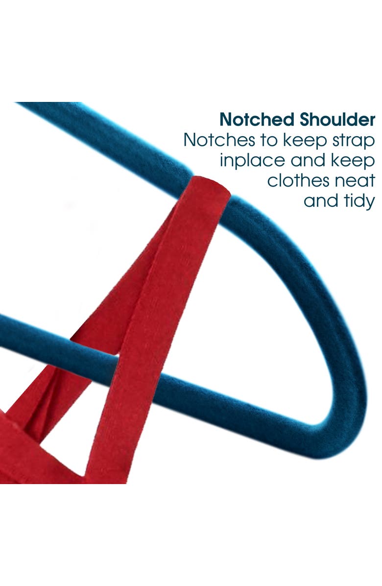 Elama 100 Piece Velvet Slim Profile Heavy Duty Felt Hangers with Stainless Steel Swivel Hooks, Alternate, color, Blue