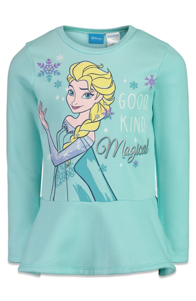 Disney Frozen Queen Elsa Sweatshirt & Leggings Set, Alternate, color, Turquoise / Blue