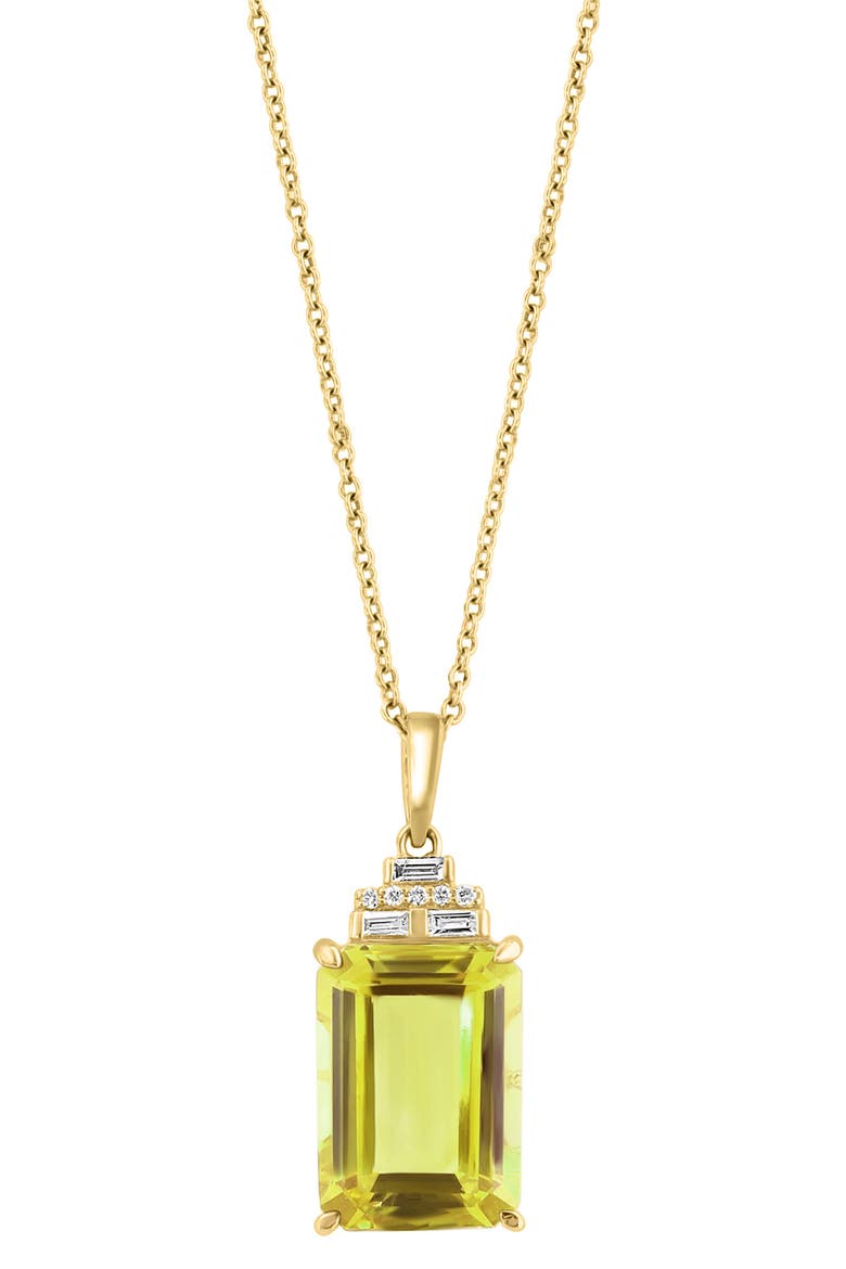 14K Gold Diamond & Peridot Pendant Necklace - 0.09ct., Alternate, color, YELLOW