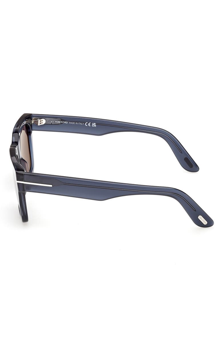 TOM FORD Andy 53mm Square Sunglasses, Alternate, color, Transparent Navy Blue/ Smoke