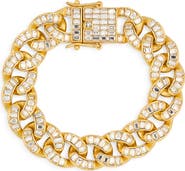 Kenneth Jay Lane Baguette Crystal Curb Chain Bracelet