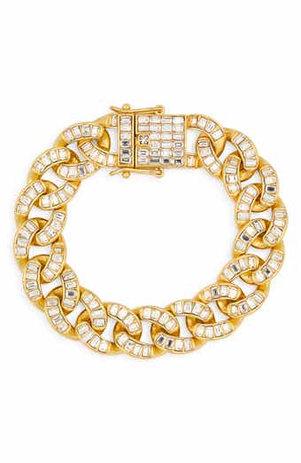 Kenneth Jay Lane Baguette Crystal Curb Chain Bracelet