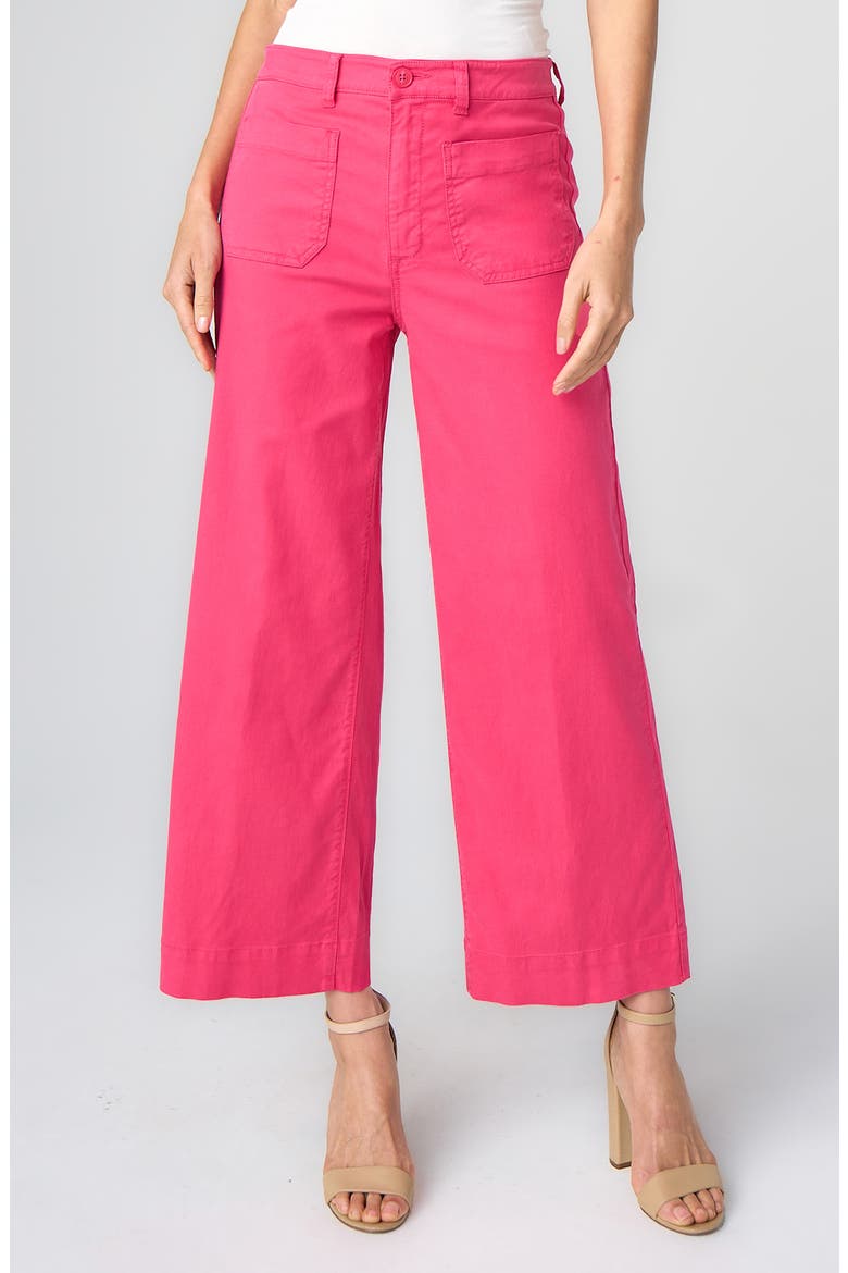 High Waist Patch Pocket Crop Wide Leg Pants, Main, color, DIVA PINK