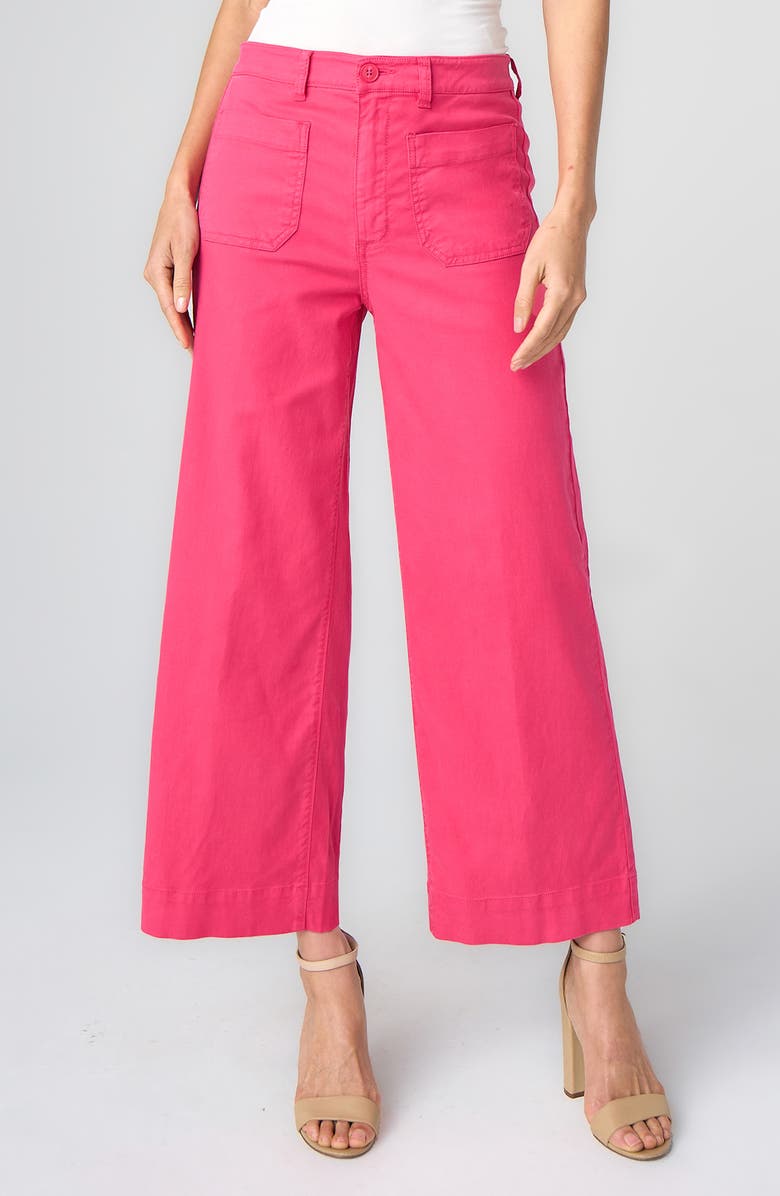 Liverpool Los Angeles High Waist Patch Pocket Crop Wide Leg Pants, Main, color, Diva Pink