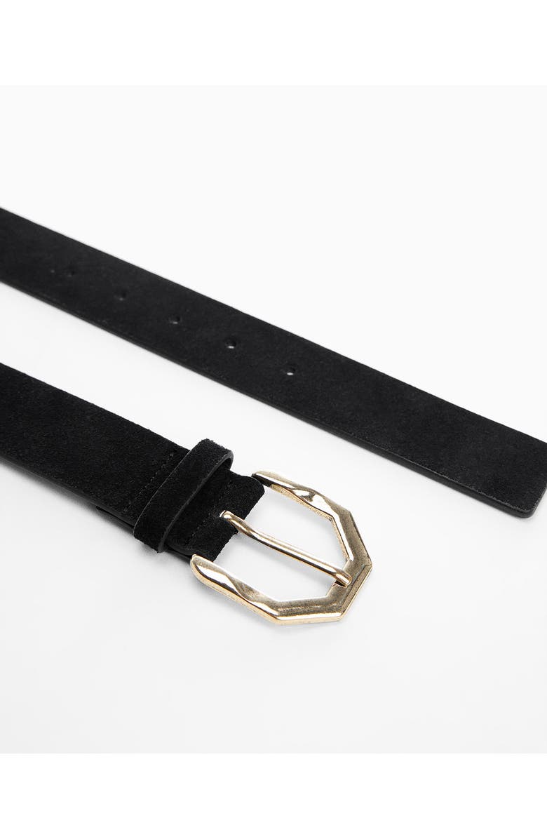MANGO Irregular Buckle Leather Belt, Alternate, color, 