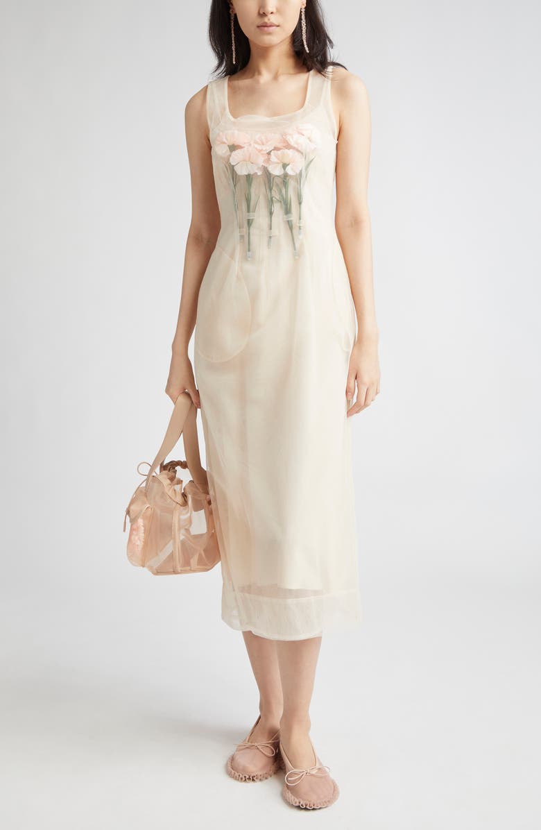 Simone Rocha Stuffed Carnation Square Neck Tulle Dress, Main, color, 