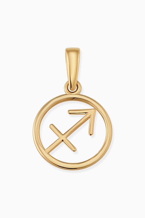 Oradina 14k Yellow Gold Zodiac Pendant Charm In Blue