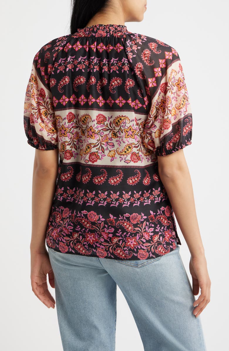 CeCe Paisley Floral Print Top, Alternate, color, Rich Black