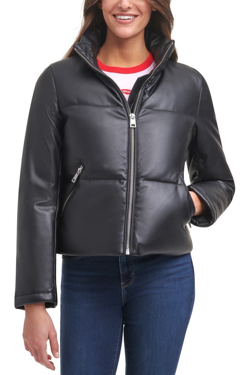 Levi's<sup>®</sup> PU 307 Faux Leather Puffer Jacket, Main, color,
