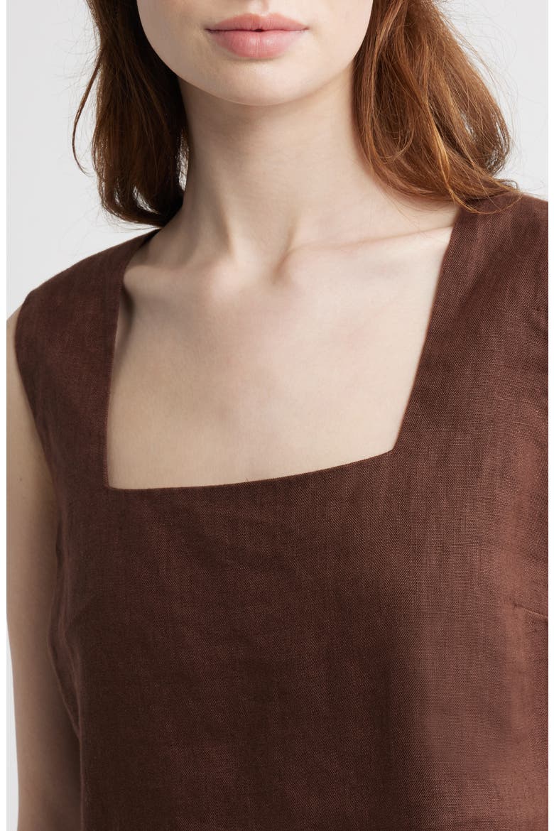 Akira Square Neck Linen Top, Alternate, color, ESPRESSO