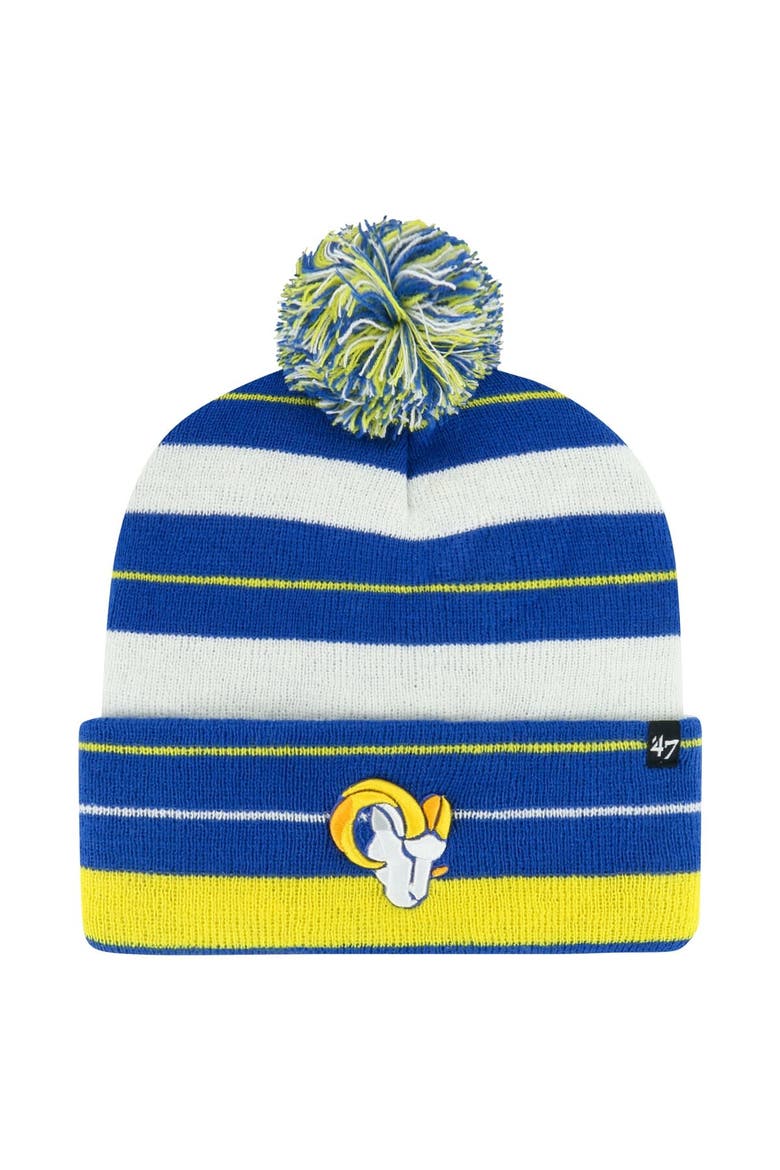 Men's '47 Royal Los Angeles Rams Powerline Cuffed Knit Hat with Pom, Main, color, Royal
