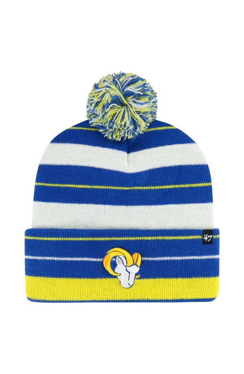 '47 Men's '47 Royal Los Angeles Rams Powerline Cuffed Knit Hat with Pom, Main, color, Royal