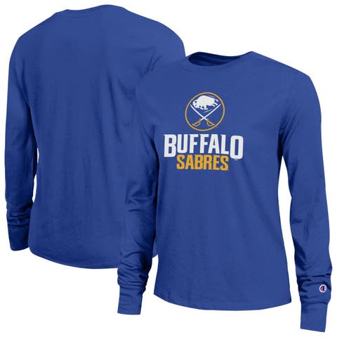 Women's Champion  Royal Buffalo Sabres Wordmark Lockup Long Sleeve T-Shirt