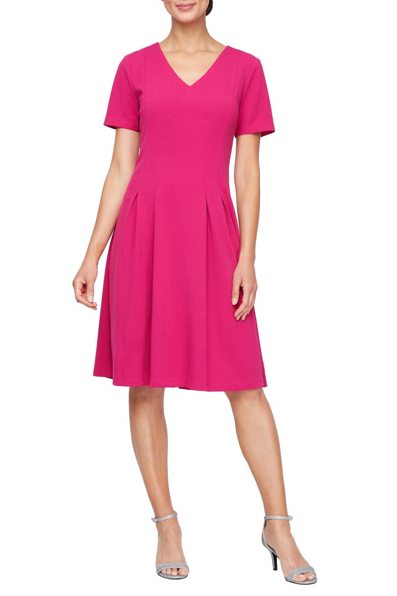 V-Neck A-Line Dress, Main, color, FUCHSIA