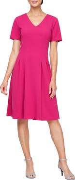 SL FASHIONS V-Neck A-Line Dress