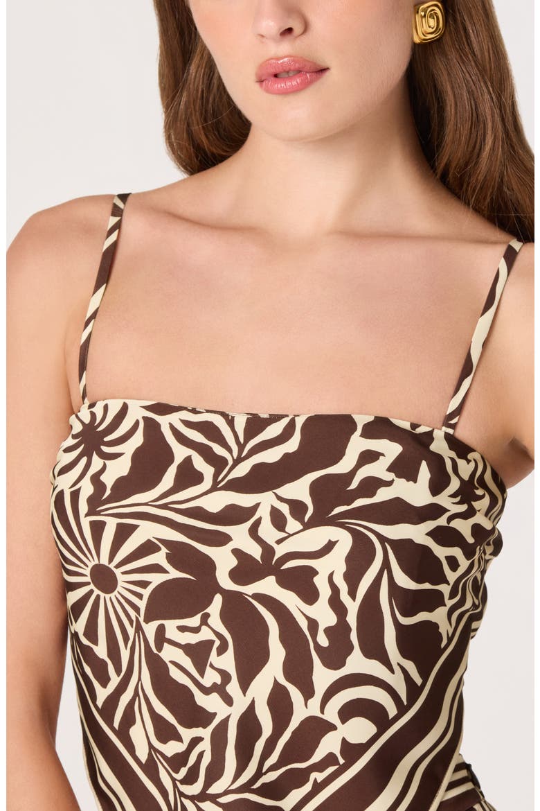 Eva Handkerchief Hem Top, Alternate, color, BROWN TROPICAL