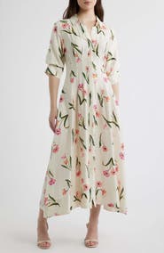 CeCe Print Puff Sleeve Maxi Dress
