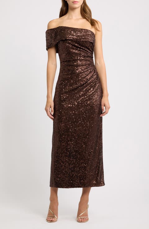 Sequin Ruched Gown