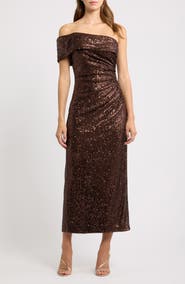 Eliza J Sequin Ruched Gown
