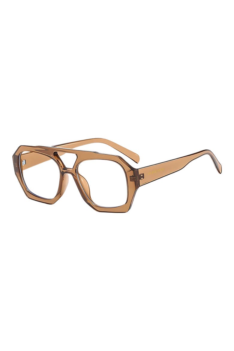 Sutton 57mm Aviator Blue Light Blocking Glasses, Alternate, color, BROWN/ CLEAR