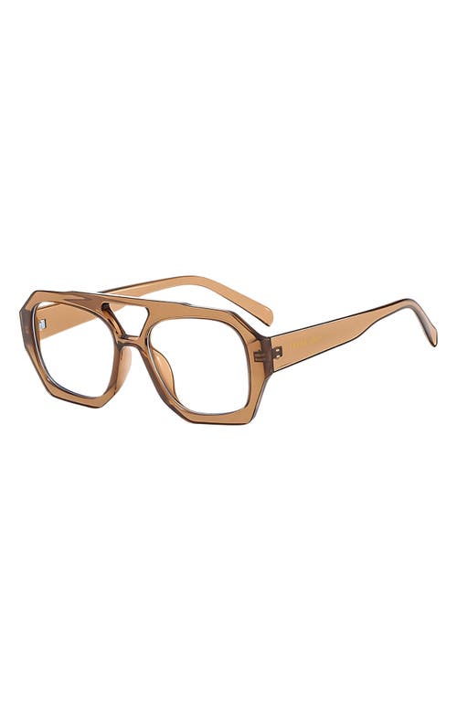 Fifth & Ninth Sutton 57mm Aviator Blue Light Blocking Glasses In Brown/clear