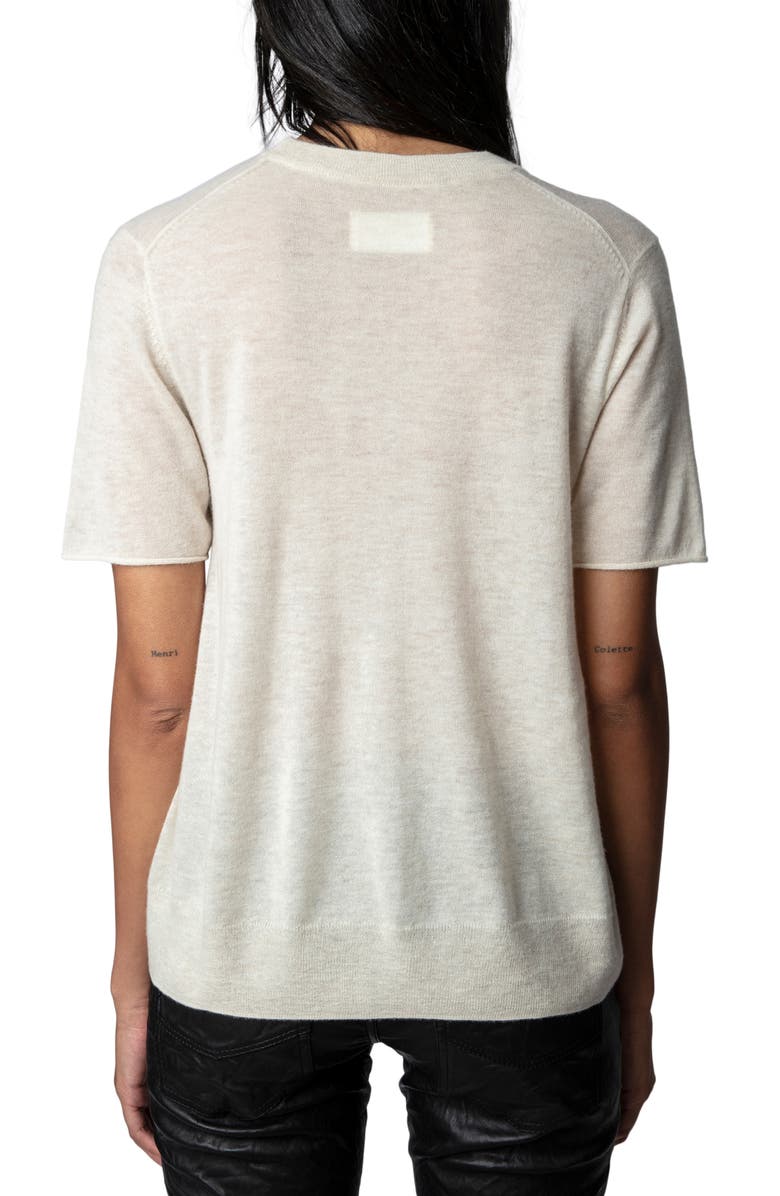 Zadig & Voltaire Ida Short Sleeve Cashmere Sweater, Alternate, color,