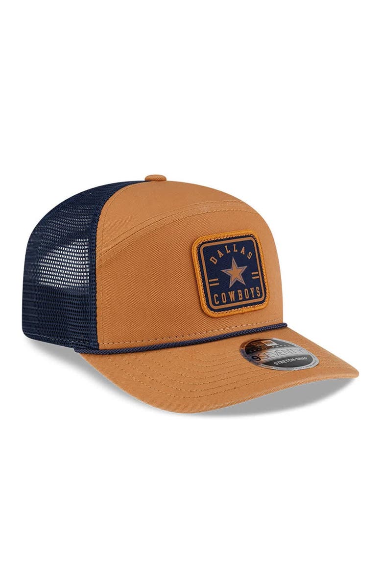 Men's New Era  Brown/Navy Dallas Cowboys Team Patch Split Panel 9SEVENTY Adjustable Trucker Hat, Alternate, color, Brown