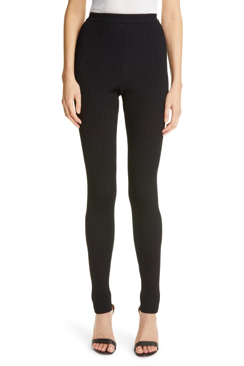 Wide Ribbed Ankle Pants, Main, color, BLACK