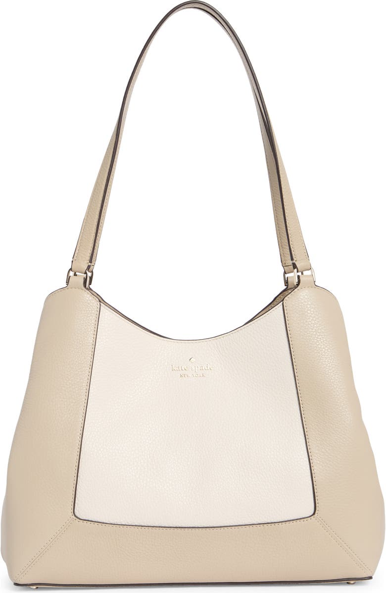Kate Spade New York lena colorblock leather shoulder bag, Main, color, Light Sand Multi