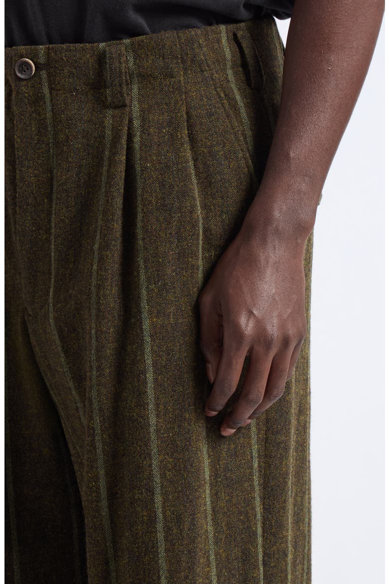 Hem Mackin 2-Tuck Pleated Stripe Wool Blend Pants, Alternate, color, KHAKI