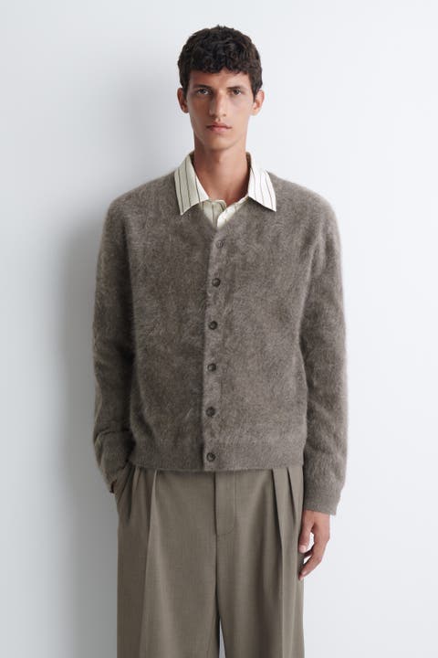 Brushed Pure Cashmere V-neck Cardigan