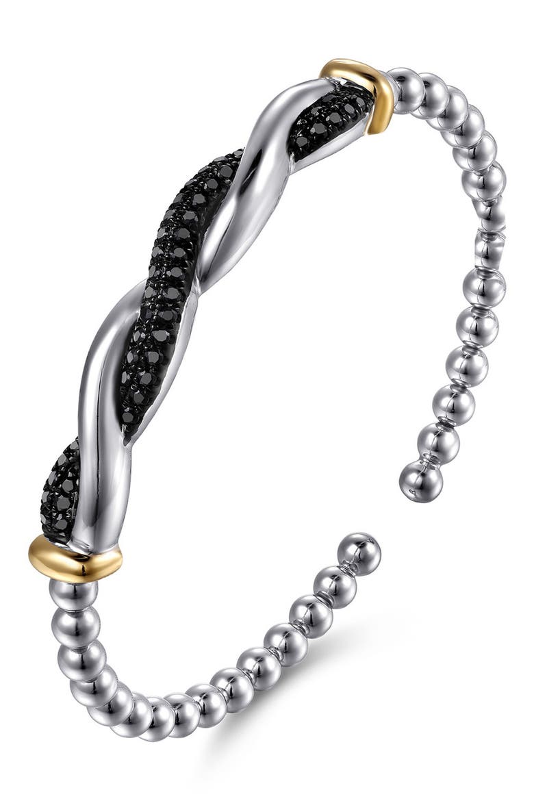 Bujukan Sterling Silver & 14k Gold Black Spinel Bangle, Alternate, color, STERLING / 14K/ BLACK