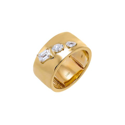 Lab Grown Diamond Graduated Multishape Wide Band Ring 14K