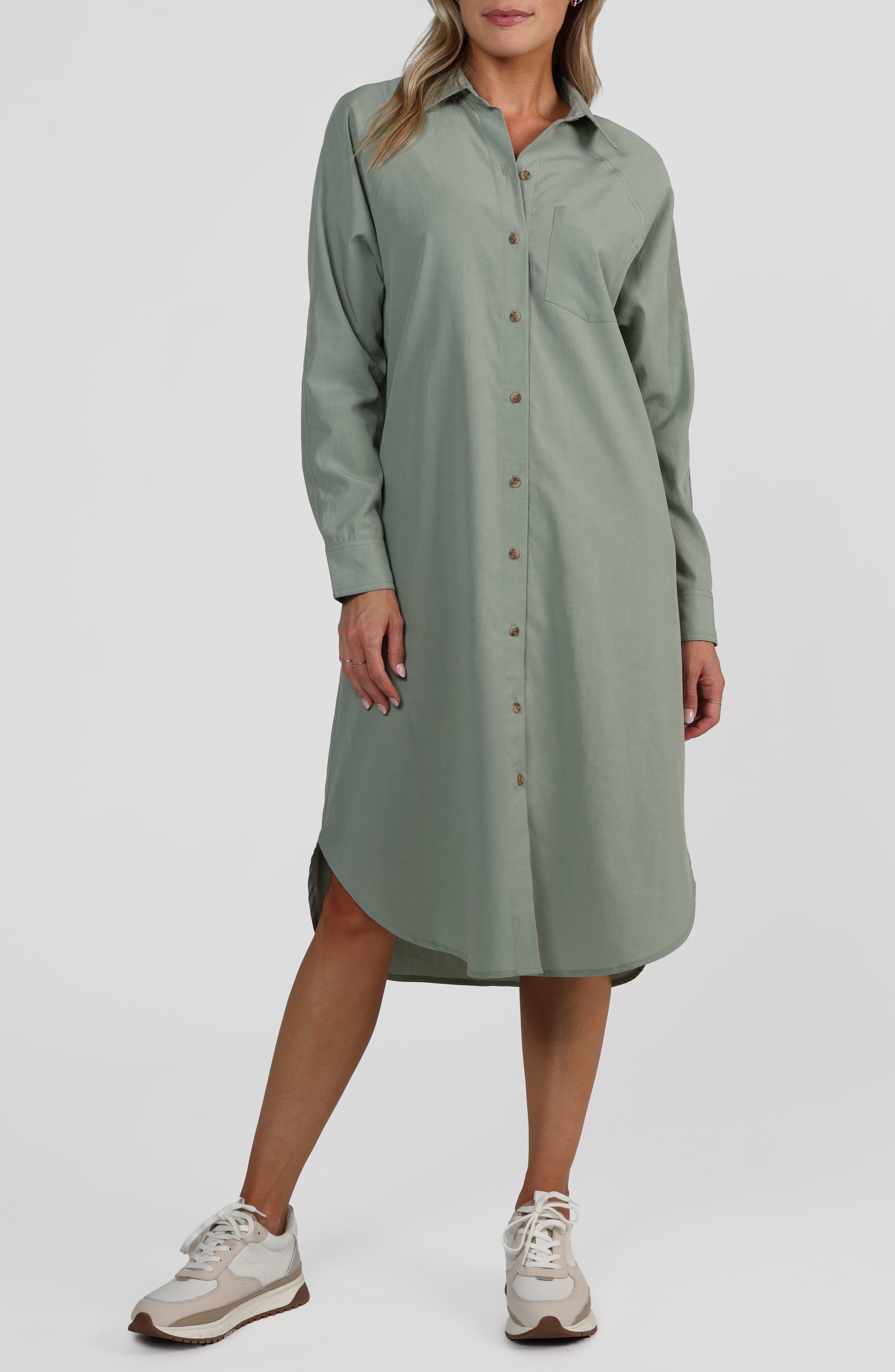 matty m. Ena Long Sleeve Shirtdress