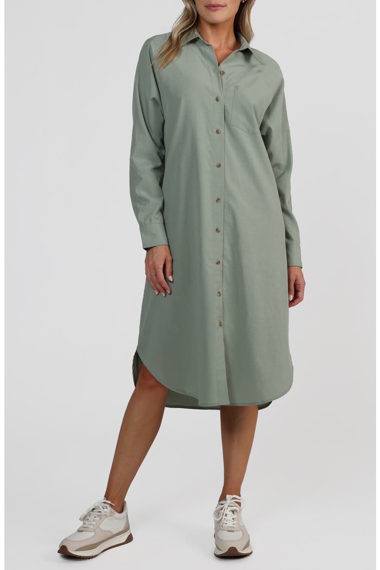 Ena Long Sleeve Shirtdress, Main, color, SAGE