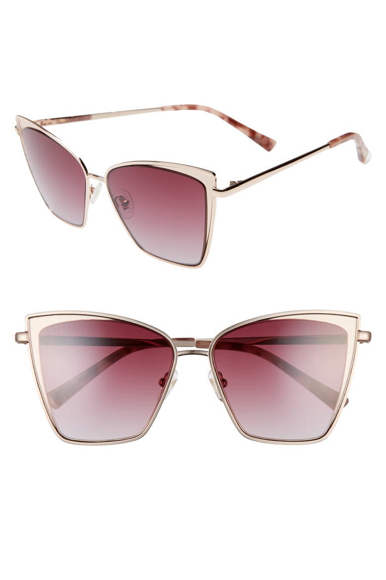 Becky 57mm Cat Eye Sunglasses, Main, color, ROSE GOLD/ WINE