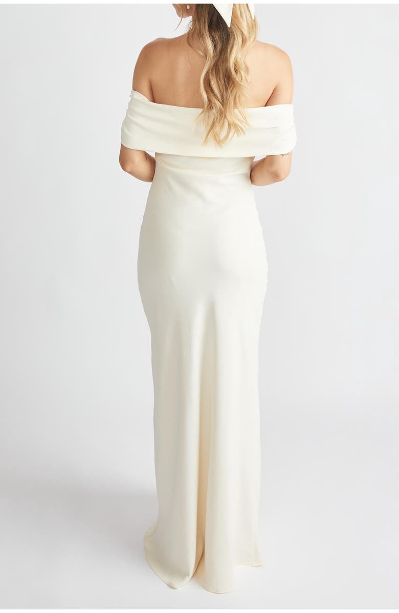 Six Stories Bardot Crepe Bridesmaid Dress, Alternate, color, Almond