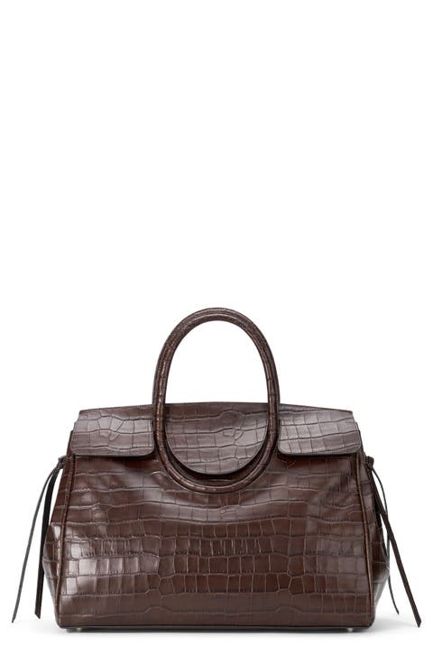 Maude Croc Embossed Leather Carryall