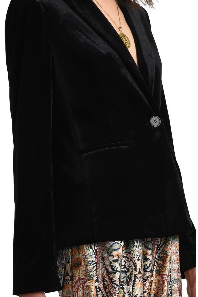 Velvet One-Button Blazer, Alternate, color, BLACK