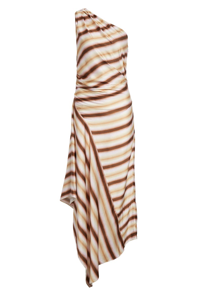 Lyn Tie Dye Stripe One-Shoulder Dress, Alternate, color, PEACH BLOSSOM/ MILK CHOCOLATE
