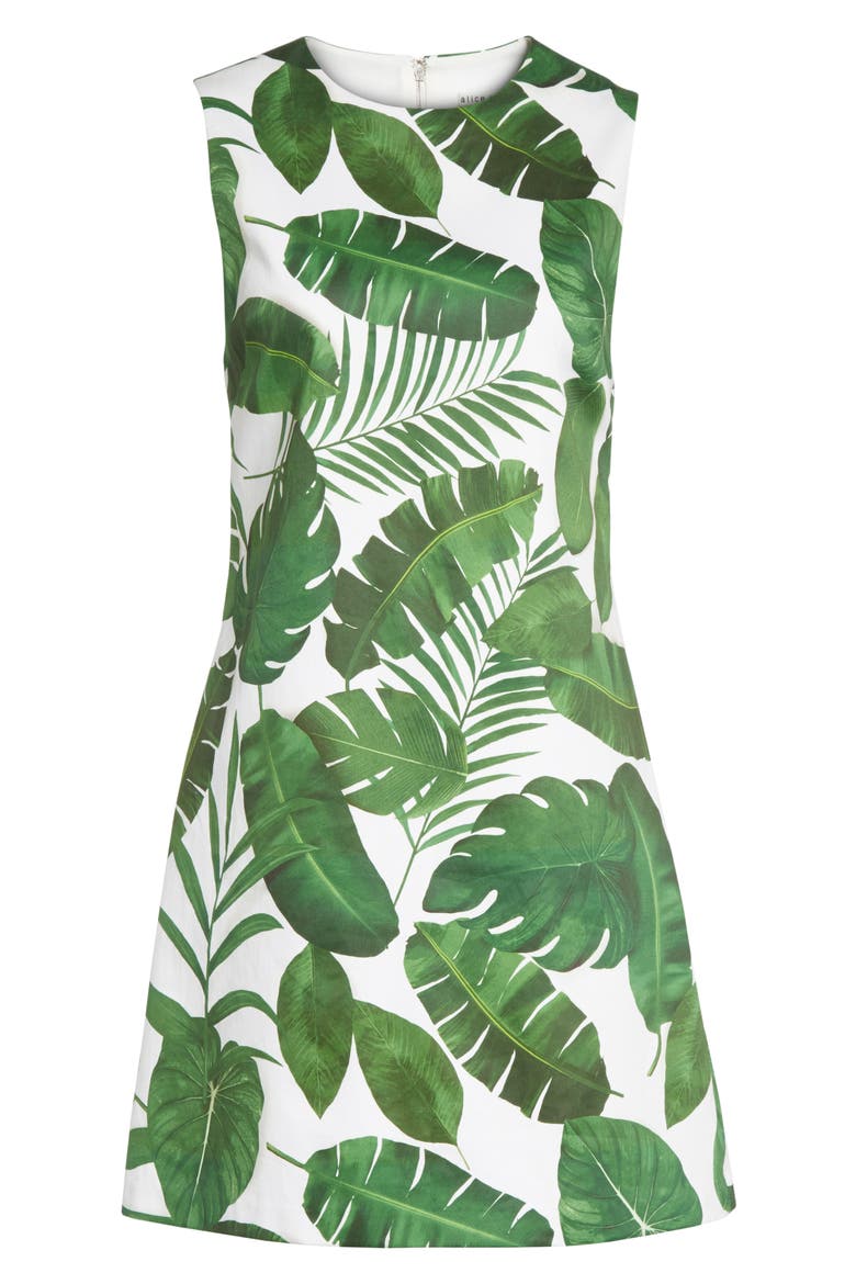 Coley Print A-Line Dress, Alternate, color, TROPICAL LEAVES
