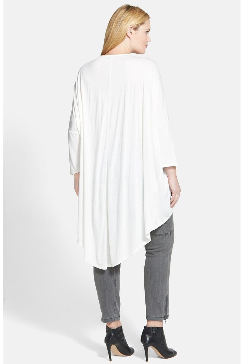 V-Neck High/Low Jersey Tunic, Alternate, color, WHITE