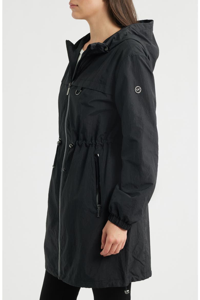 Hooded Zip Front Nylon Jacket, Alternate, color, BLACK