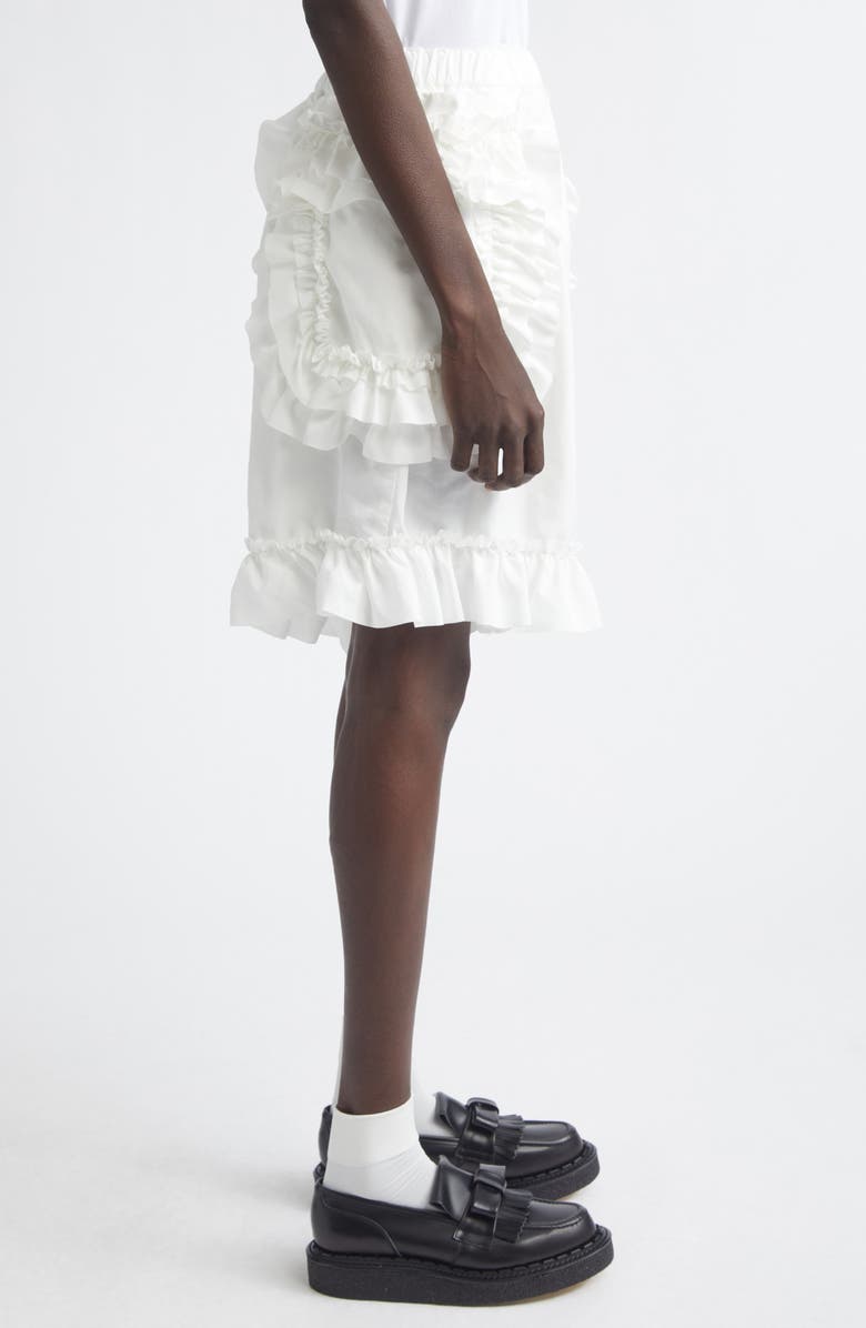 Comme des Garçons Girl Ruffle Trim Broadcloth Bloomer Shorts, Alternate, color, White