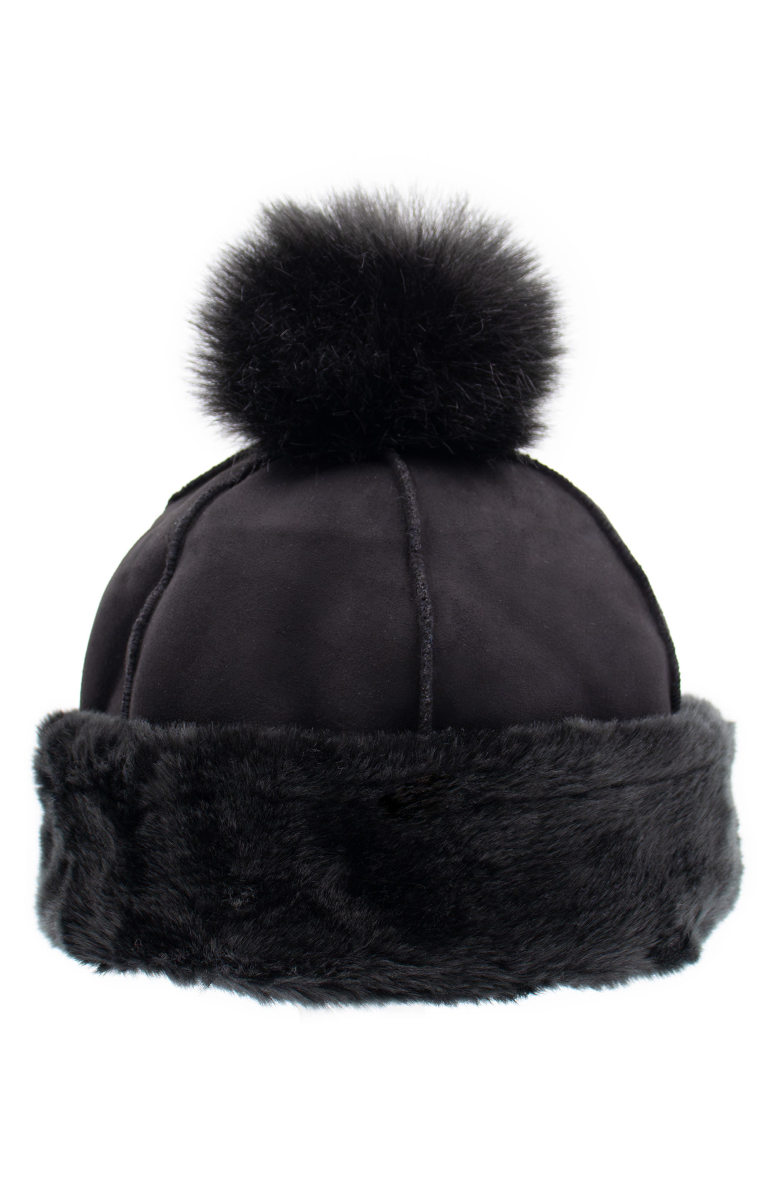 SURELL Faux Fur Trim Beanie
