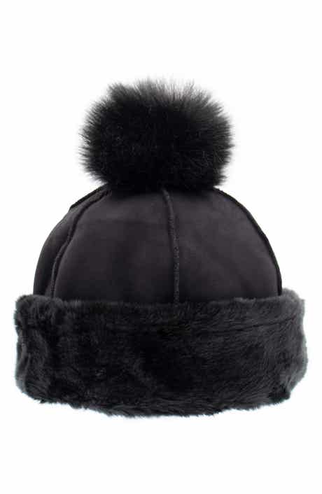 SURELL Faux Fur Trim Beanie