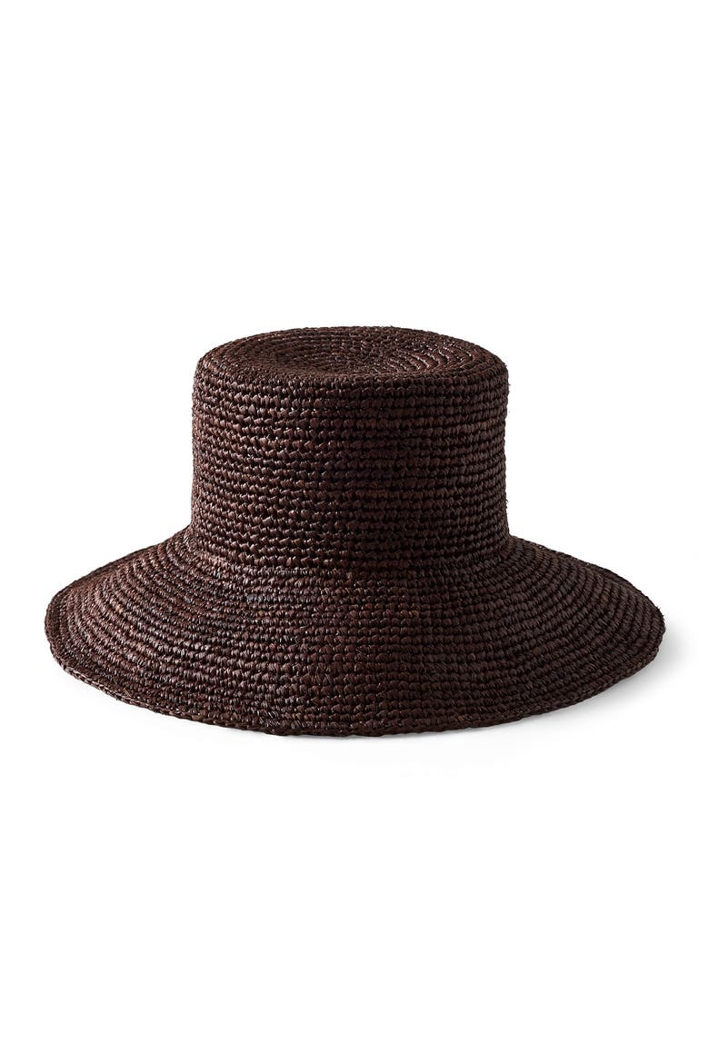 Raffia Bucket Hat, Main, color, Coffee Bean